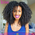 Prix ​​de gros 100% cheveux humains indien remy cheveux crépus bouclés u partie perruque